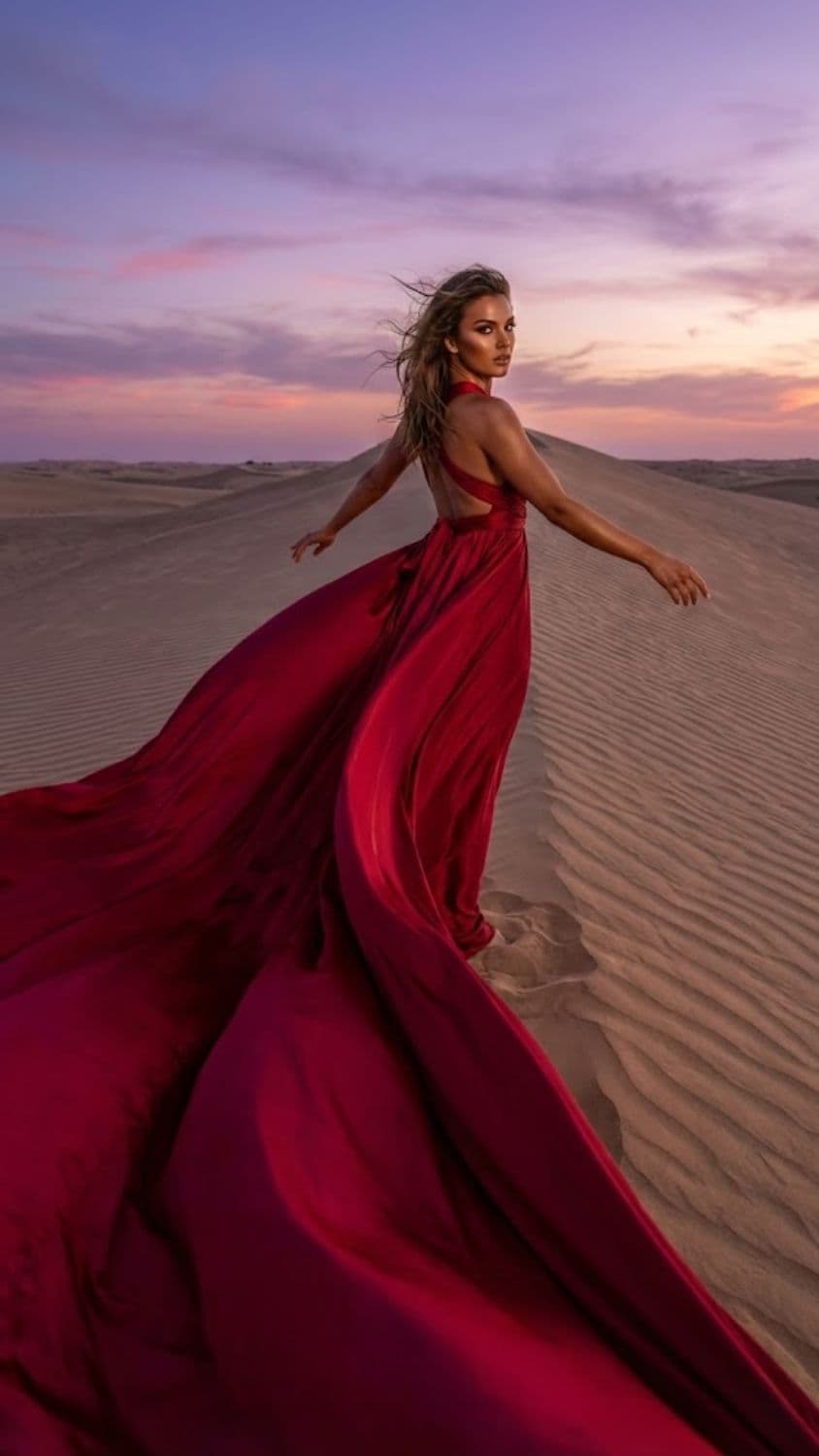 Expected visual output for Desert Dune Flowing Silk Couture