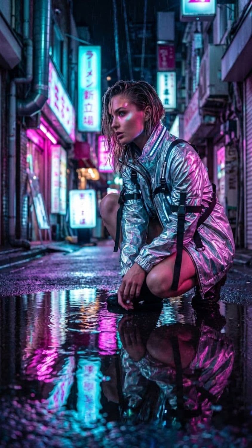 Expected visual output for Neon Cyberpunk Alley Reflection