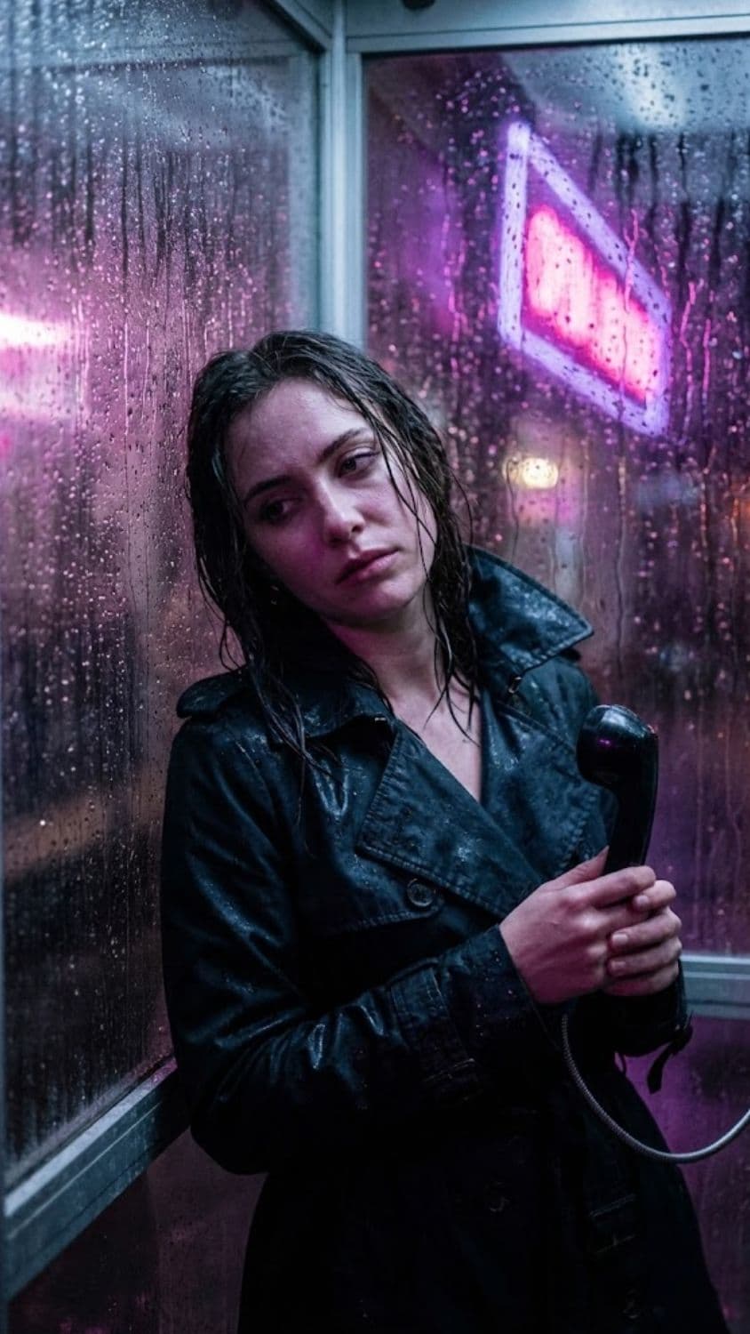 Expected visual output for Neon Phonebooth Rainy Night